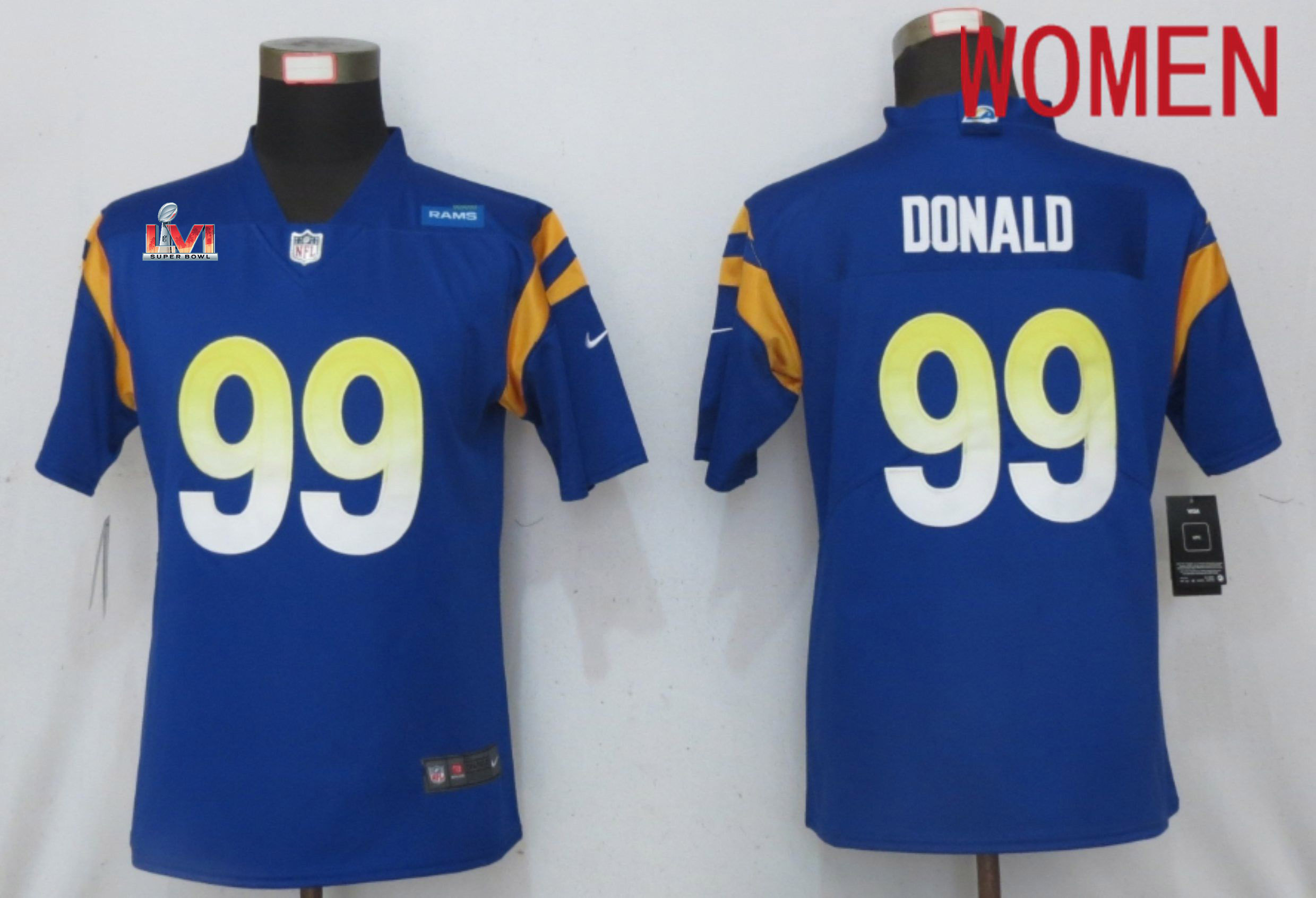 2022 Super Bowl Women Los Angeles Rams #99 Donald Royal Los Angeles Rams Vapor Elite Playe Nike NFL Jerseys